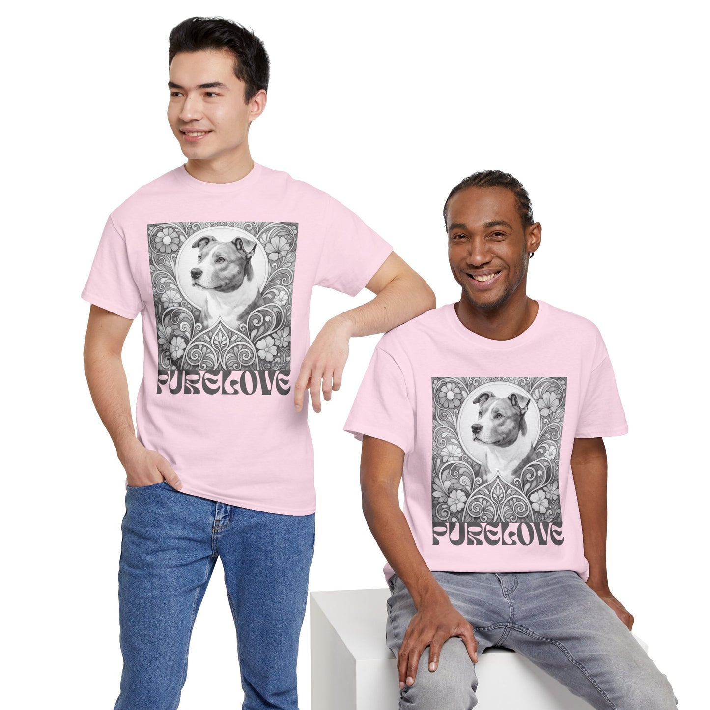 Staffy Grey & White Vintage Unisex Cotton Tee for Dog Lovers (Black & White T-Shirt)