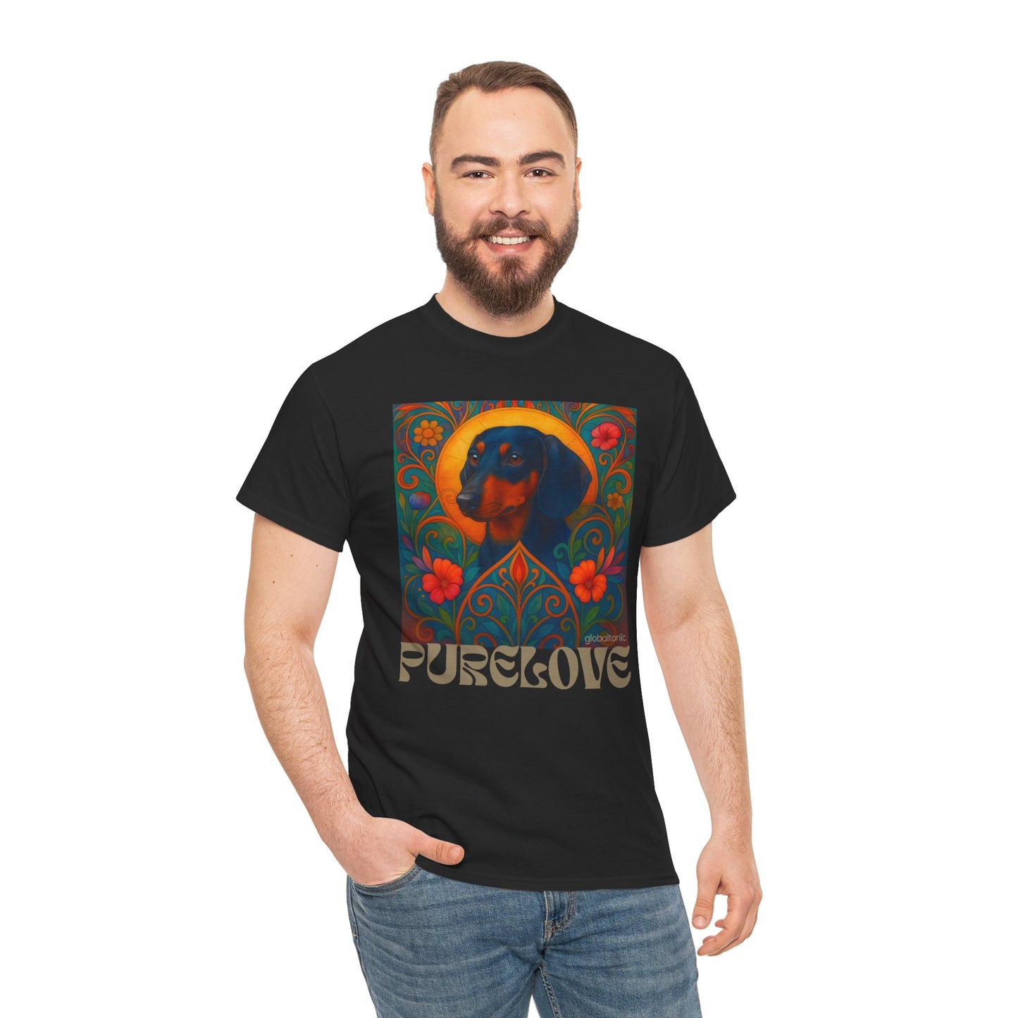 Dachshund Black Tan Shorthair Vintage Graphic T-shirt - Unisex Cotton Tee for Dog Lovers