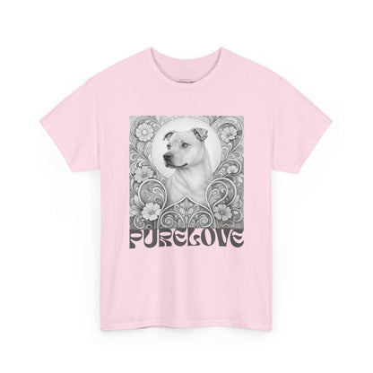 Staffy Tan Vintage Graphic T-Shirt – Unisex Cotton Tee for Dog Lovers (Black & White)