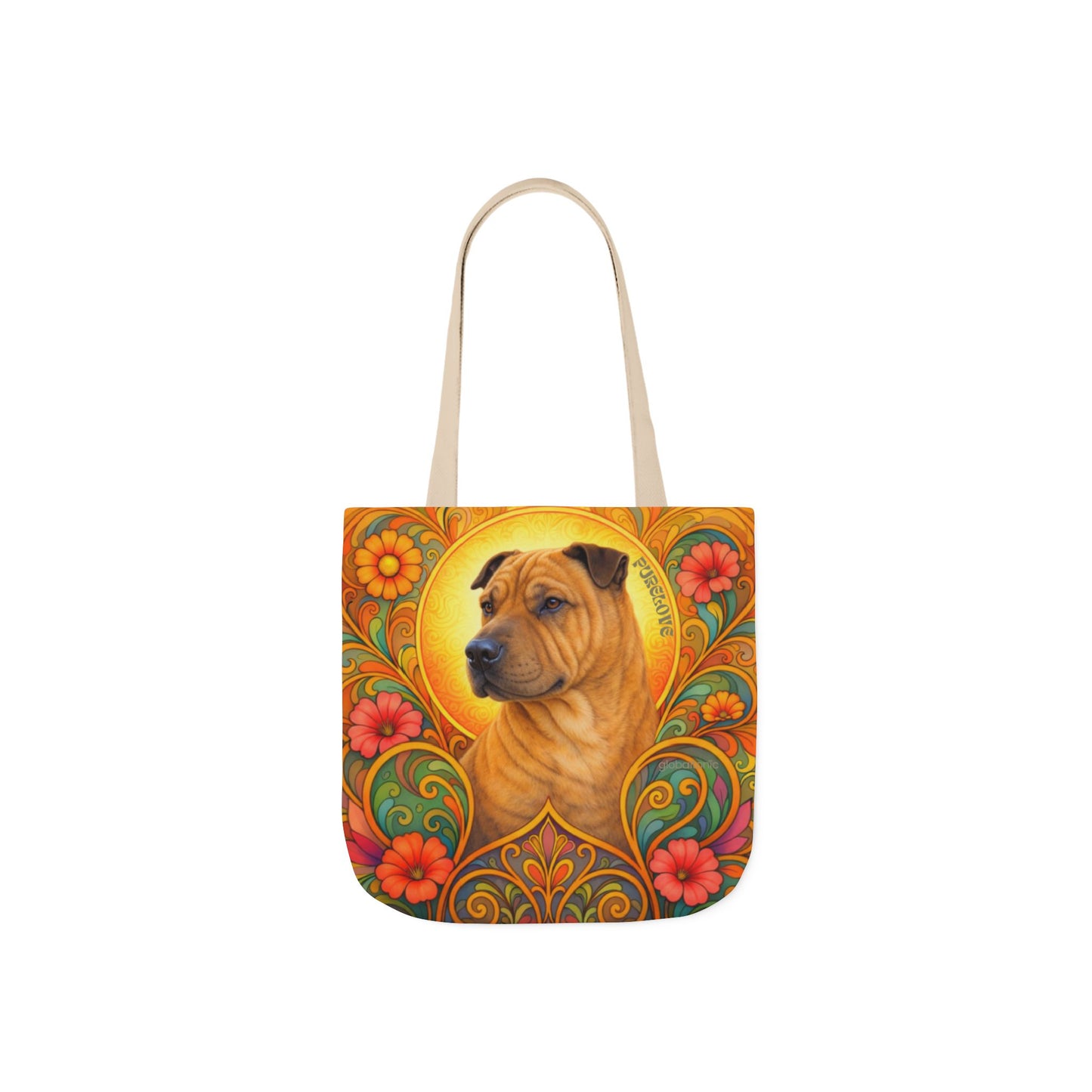 Shar Pei All-Over Print Canvas Tote Bag – Colourful Artistic Dog Lover Gift