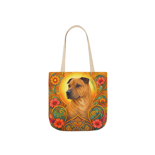 Shar Pei All-Over Print Canvas Tote Bag – Colourful Artistic Dog Lover Gift