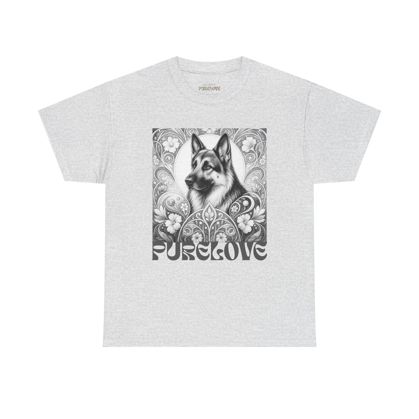 German Shepherd Vintage Unisex Cotton Tee for Dog Lovers  (Black & White)