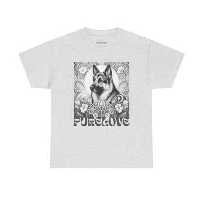 German Shepherd Vintage Unisex Cotton Tee for Dog Lovers  (Black & White)