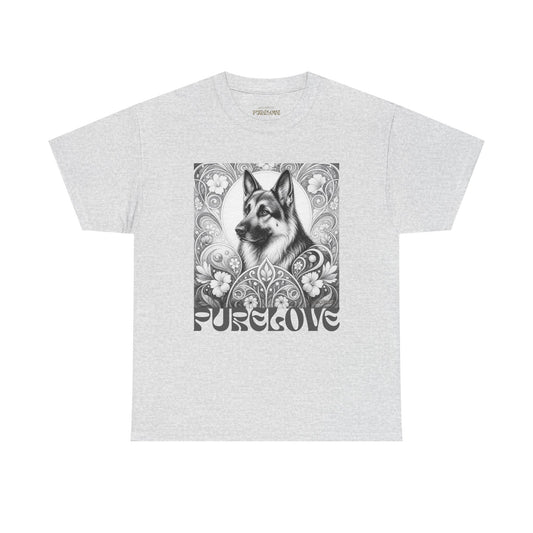 German Shepherd Vintage Unisex Cotton Tee for Dog Lovers  (Black & White)