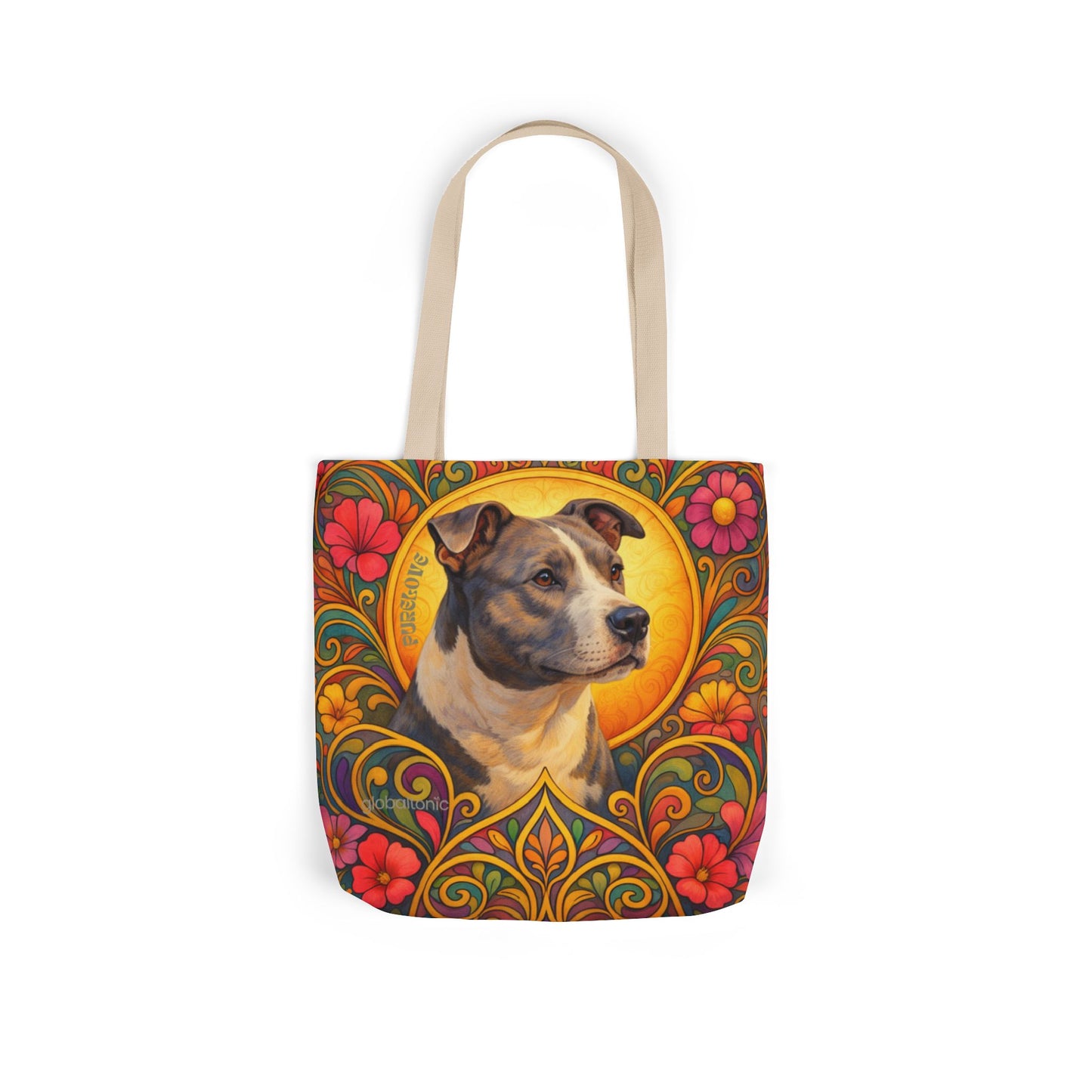 Staffy Grey & White All-Over Print Canvas Tote Bag – Colourful Artistic Dog Lover Gift