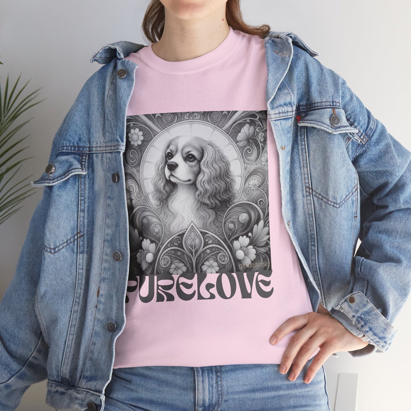 Cavalier King Charles Spaniel Vintage Unisex Cotton Tee for Dog Lovers (Black & White)