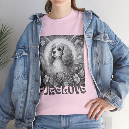 Cavalier King Charles Spaniel Vintage Unisex Cotton Tee for Dog Lovers (Black & White)
