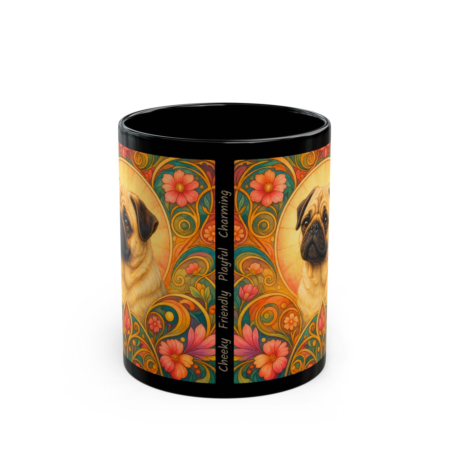 Pug Dog Lover Black Mug – Vintage Pet Themed Cup for Gifts & Home Decor