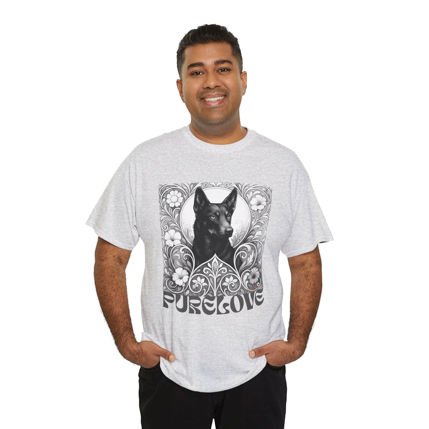 Kelpie Black Vintage Unisex Cotton Tee for Dog Lovers (Black & White)