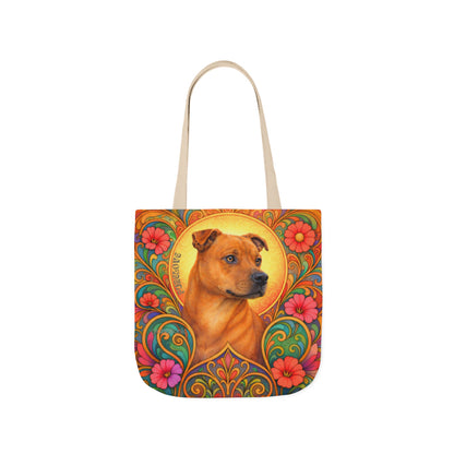 Staffy Tan All-Over Print Canvas Tote Bag – Colourful Artistic Dog Lover Gift