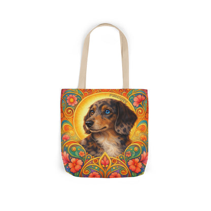 Dachshund Merle Wirehaired All-Over Print Canvas Tote Bag – Colourful Artistic Dog Lover Gift