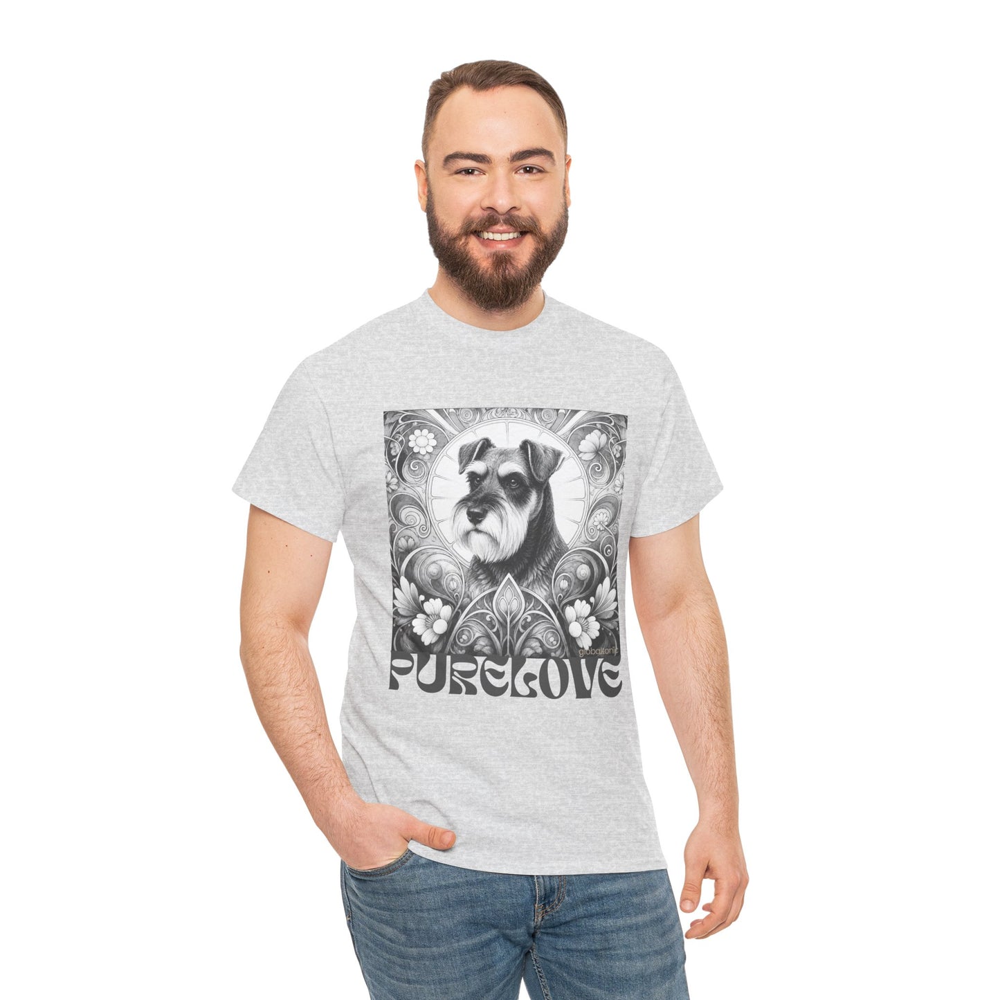 Schnauzer Vintage Unisex Cotton Tee for Dog Lovers (Black & White)