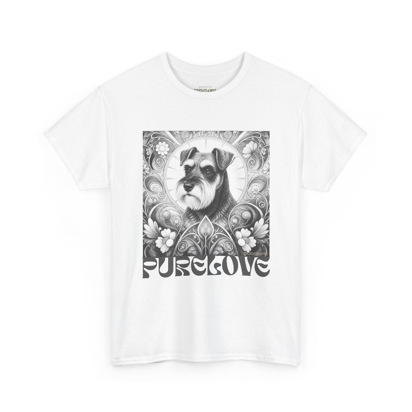 Schnauzer Vintage Unisex Cotton Tee for Dog Lovers (Black & White)