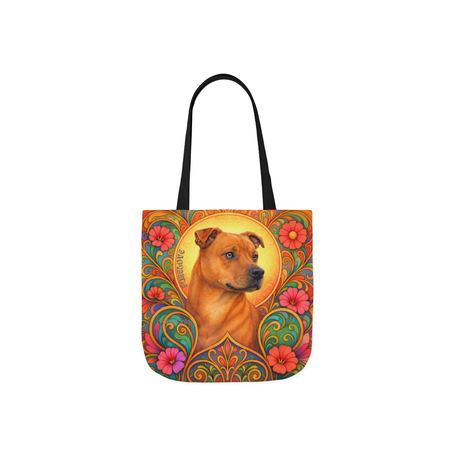Staffy Tan All-Over Print Canvas Tote Bag – Colourful Artistic Dog Lover Gift