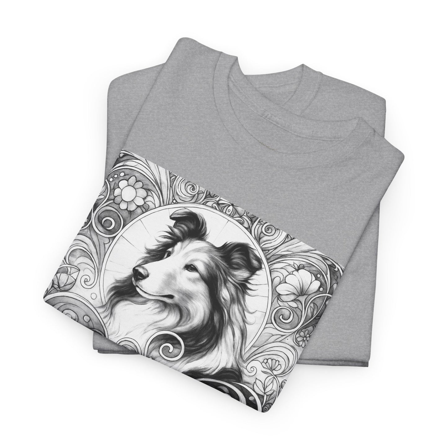 Collie Vintage Unisex Cotton Tee for Dog Lovers (Black & White)