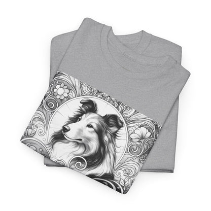 Collie Vintage Unisex Cotton Tee for Dog Lovers (Black & White)