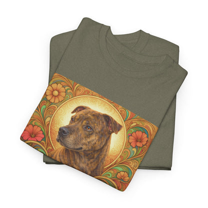Staffy Brown Brindle Vintage Graphic T-Shirt – Unisex Cotton Tee for Dog Lovers