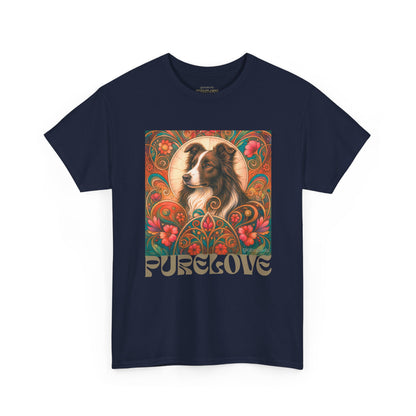 Border Collie (Chocolate & White) Vintage Graphic T-Shirt – Unisex Cotton Tee for Dog Lovers
