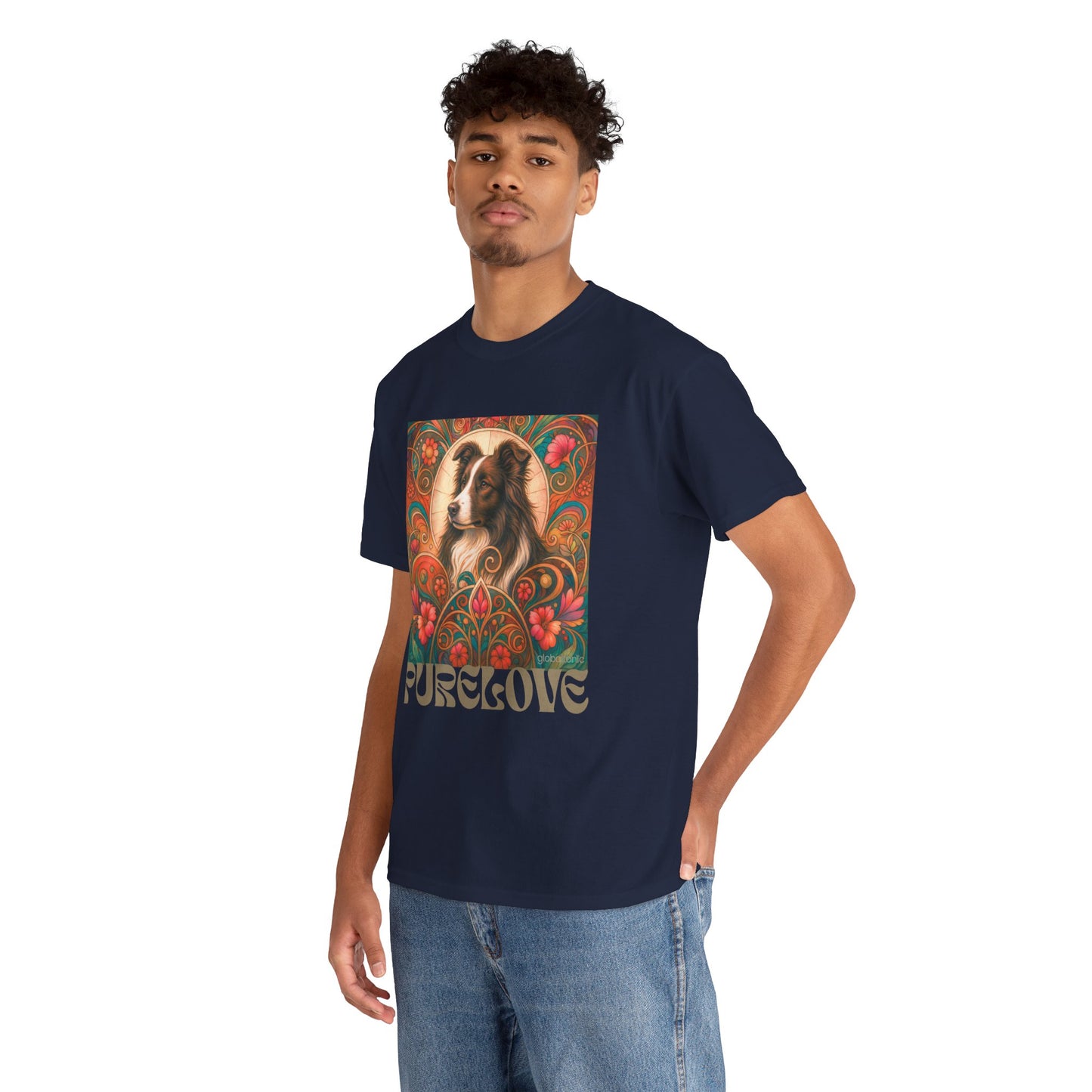 Border Collie (Chocolate & White) Vintage Graphic T-Shirt – Unisex Cotton Tee for Dog Lovers