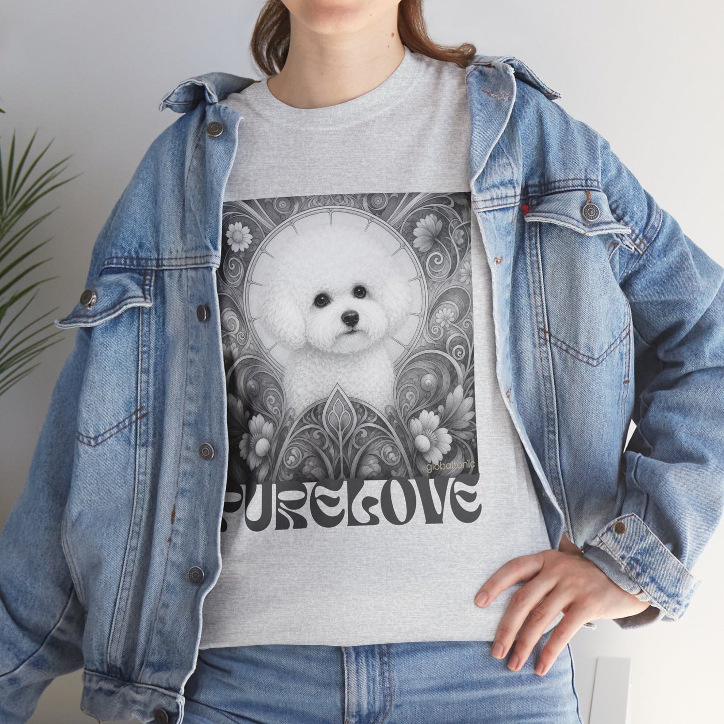 Bichon Frise Vintage Unisex Cotton Tee for Dog Lovers (Black & White)