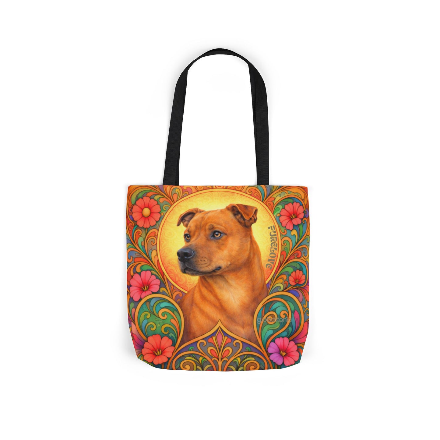 Staffy Tan All-Over Print Canvas Tote Bag – Colourful Artistic Dog Lover Gift