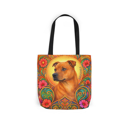 Staffy Tan All-Over Print Canvas Tote Bag – Colourful Artistic Dog Lover Gift