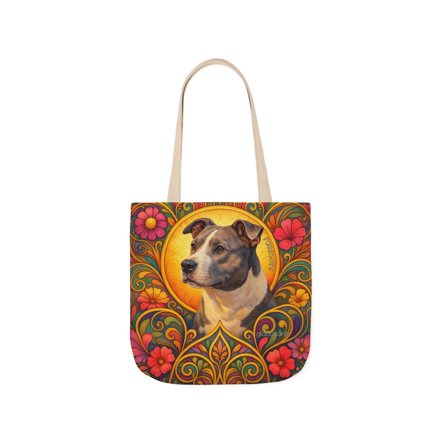 Staffy Grey & White All-Over Print Canvas Tote Bag – Colourful Artistic Dog Lover Gift