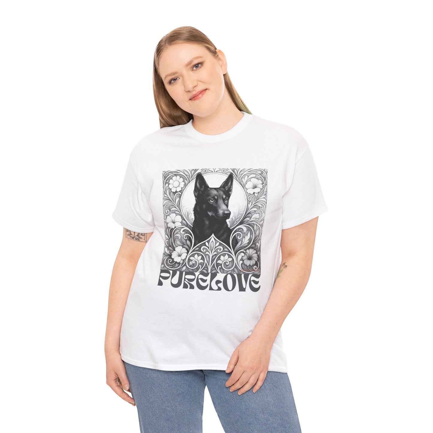 Kelpie Black Vintage Unisex Cotton Tee for Dog Lovers (Black & White)