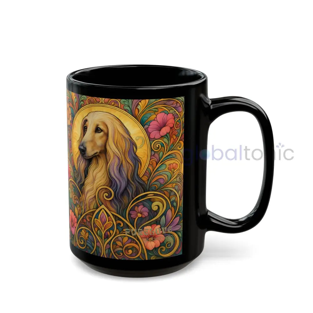 Afghan Dog Lover Black Mug – Vintage Pet Themed Cup for Gifts & Home Decor Mug