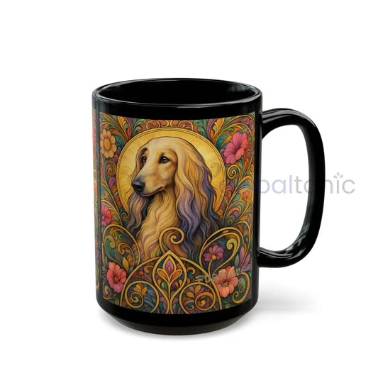Afghan Dog Lover Black Mug – Vintage Pet Themed Cup for Gifts & Home Decor 15oz Mug