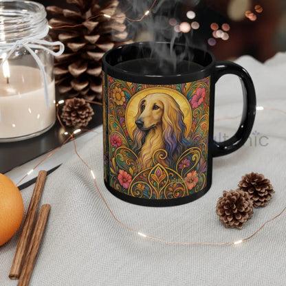 Afghan Dog Lover Black Mug – Vintage Pet Themed Cup for Gifts & Home Decor Mug
