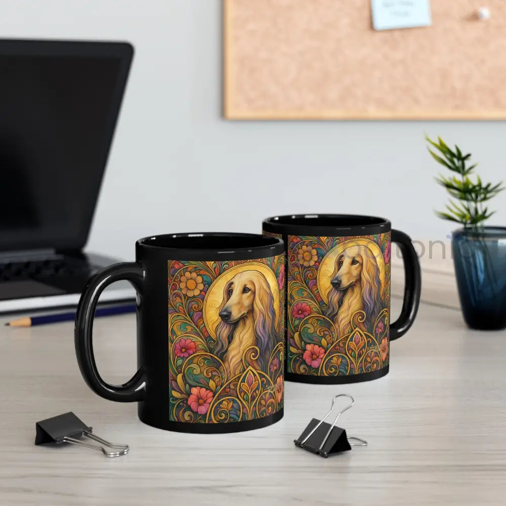 Afghan Dog Lover Black Mug – Vintage Pet Themed Cup for Gifts & Home Decor Mug
