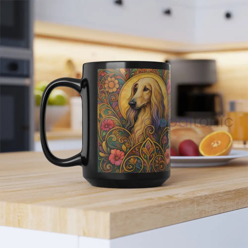 Afghan Dog Lover Black Mug – Vintage Pet Themed Cup for Gifts & Home Decor Mug