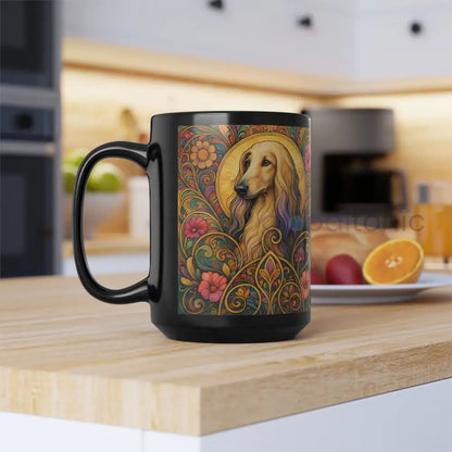 Afghan Dog Lover Black Mug – Vintage Pet Themed Cup for Gifts & Home Decor Mug