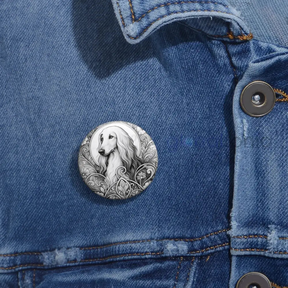 Afghan Dog Pin Button (Black and White) - Vintage Design Gift for Dog Lovers & Pet Owners Accessories
