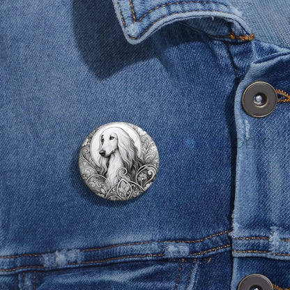 Afghan Dog Pin Button (Black and White) - Vintage Design Gift for Dog Lovers & Pet Owners Accessories