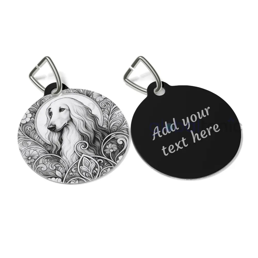 Afghan Dog Tag (Black & White) - Vintage Design Gift for Dog Lovers 1’’ Pets