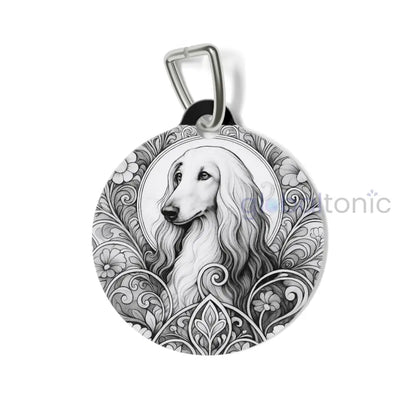 Afghan Dog Tag (Black & White) - Vintage Design Gift for Dog Lovers 1’’ Pets