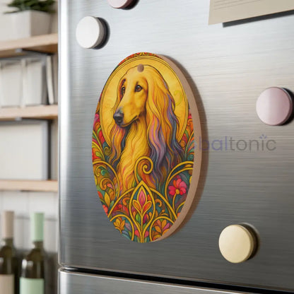Afghan Magnetic Wooden Ornament – Christmas Decoration & Pet Lover Gift Oval / One Size Home Decor