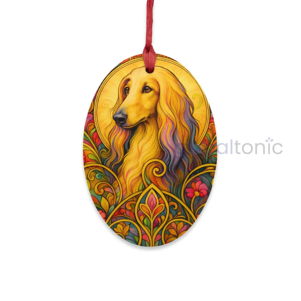 Afghan Magnetic Wooden Ornament – Christmas Decoration & Pet Lover Gift Oval / One Size Home Decor