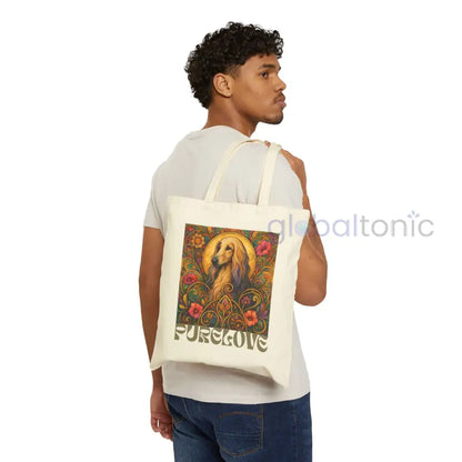 Afghan Vintage Dog Lovers Cotton Canvas Tote Bag - Unique Artistic Durable Bags
