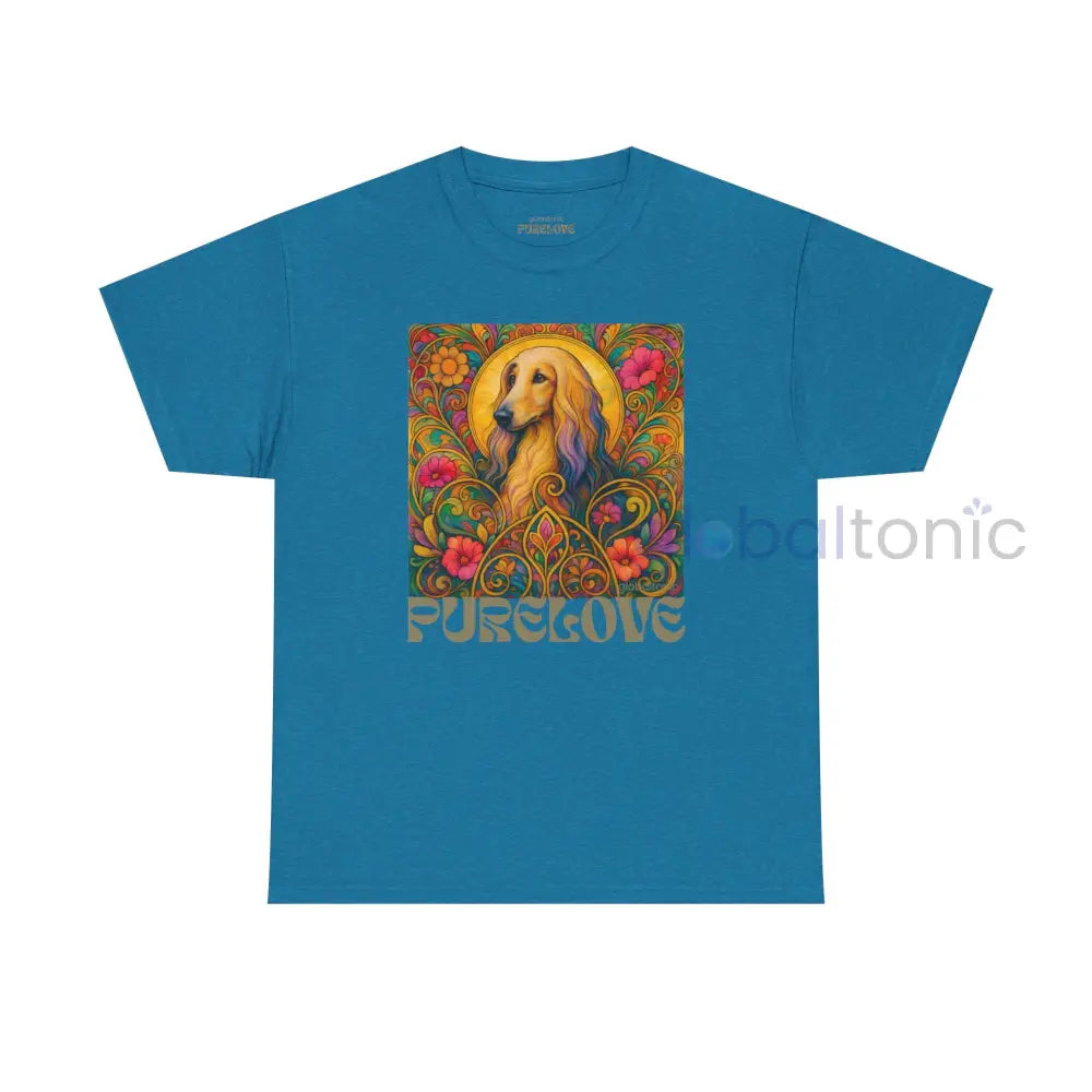 Afghan Vintage Graphic T-Shirt – Unisex Cotton Tee for Dog Lovers Antique Sapphire / S T-Shirt