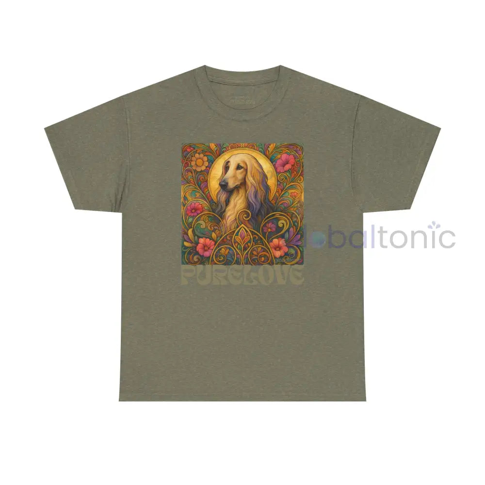 Afghan Vintage Graphic T-Shirt – Unisex Cotton Tee for Dog Lovers Heather Military Green / S T-Shirt