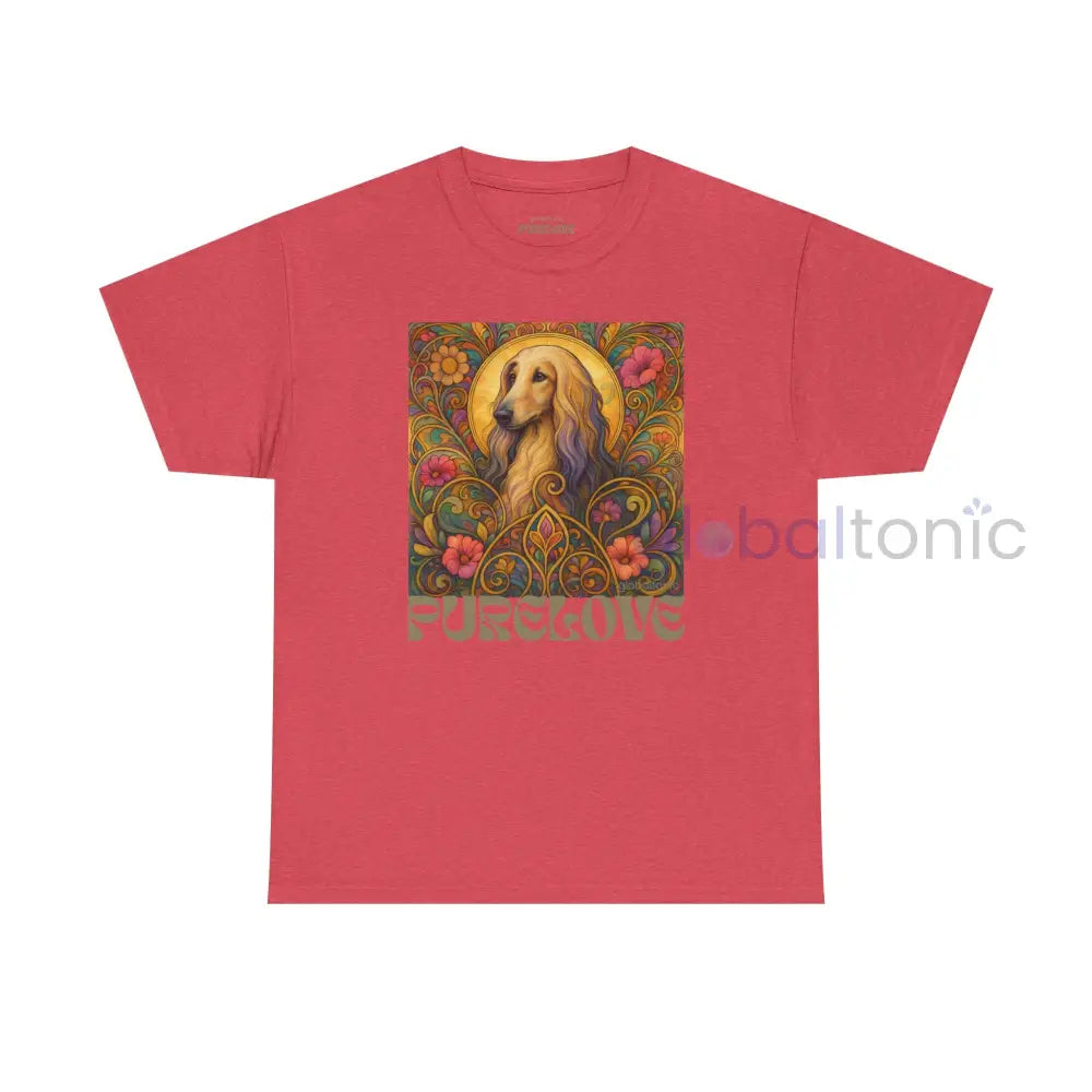 Afghan Vintage Graphic T-Shirt – Unisex Cotton Tee for Dog Lovers Heather Red / S T-Shirt