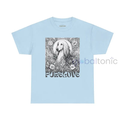 Afghan Vintage Unisex Cotton Tee for Dog Lovers (Black & White) Light Blue / S T-Shirt