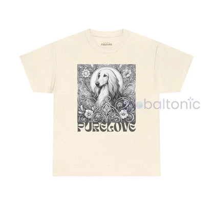 Afghan Vintage Unisex Cotton Tee for Dog Lovers (Black & White) Natural / S T-Shirt