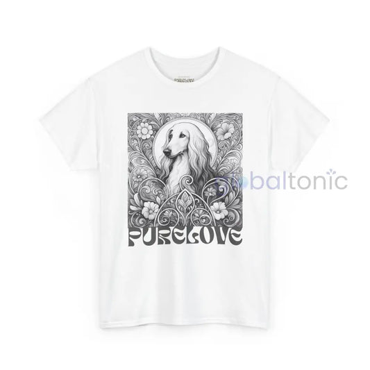 Afghan Vintage Unisex Cotton Tee for Dog Lovers (Black & White) White / S T-Shirt