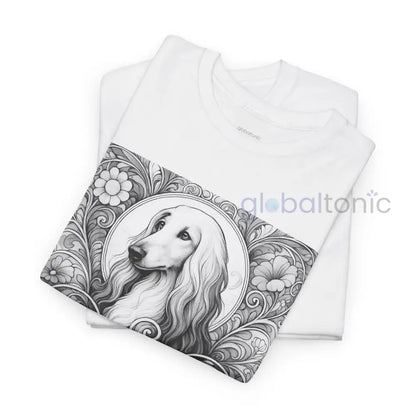 Afghan Vintage Unisex Cotton Tee for Dog Lovers (Black & White) T-Shirt