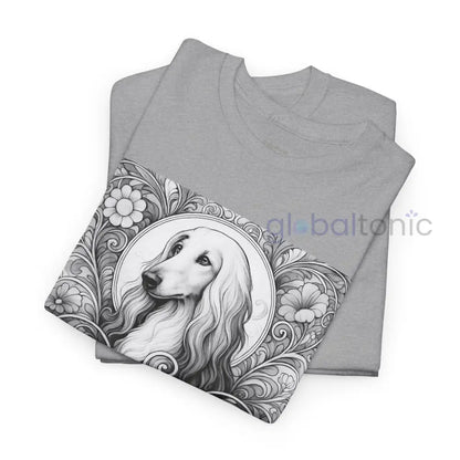 Afghan Vintage Unisex Cotton Tee for Dog Lovers (Black & White) T-Shirt