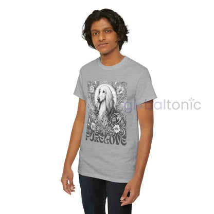Afghan Vintage Unisex Cotton Tee for Dog Lovers (Black & White) T-Shirt
